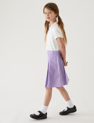 

Girls M&S Collection Girls' 2 in 1 Gingham Pleated School Dress (2-14 Yrs) - Lilac, Lilac