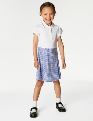 

Girls M&S Collection Girls' 2 in 1 Gingham Pleated School Dress (2-14 Yrs) - Mid Blue, Mid Blue