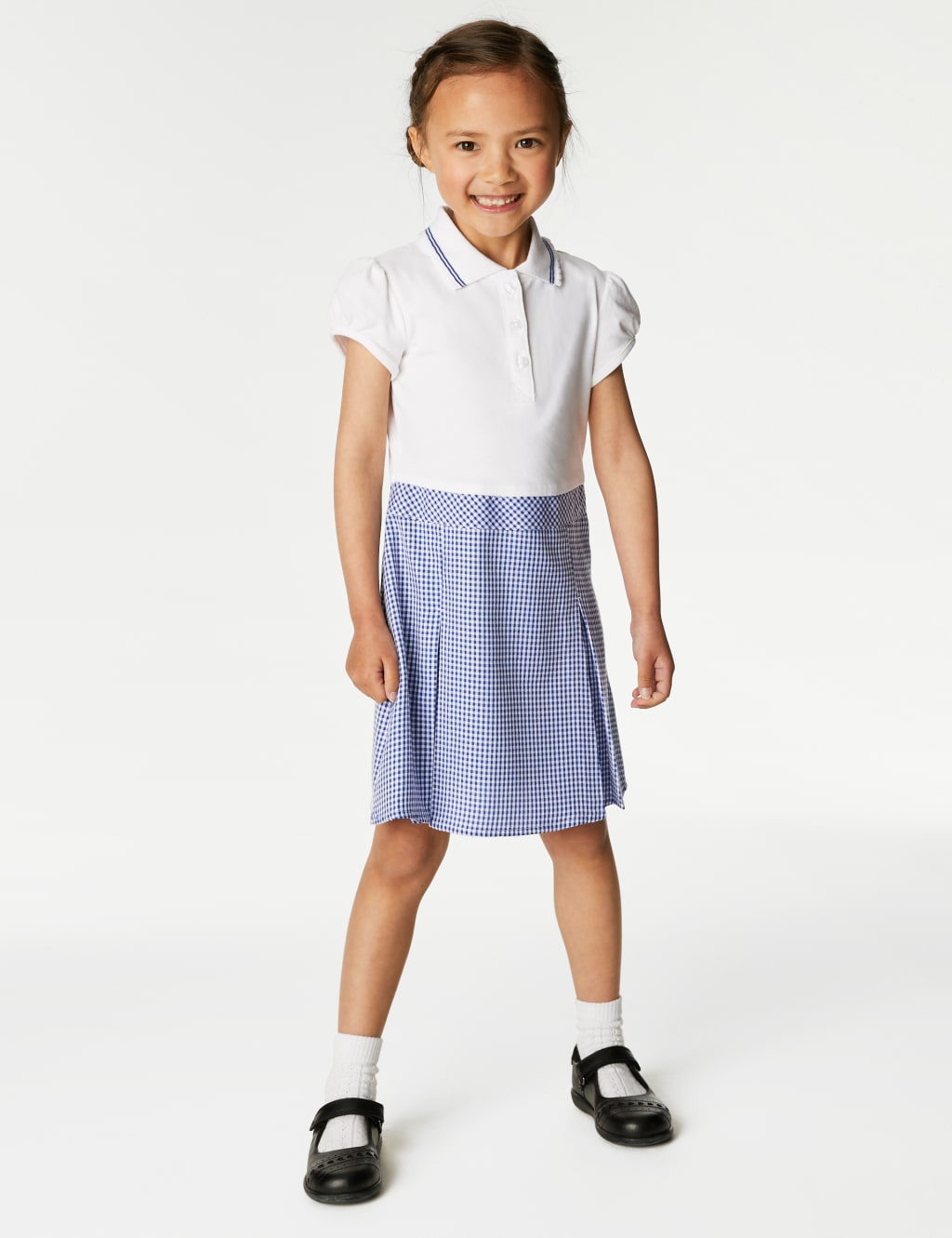 Girls' 2 in 1 Gingham Pleated School Dress (2-14 Yrs) image 1