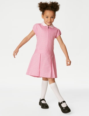 Marks And Spencer Girls M&S Collection Girls' Gingham Pleated School Dress (2-14 Yrs) - Pink