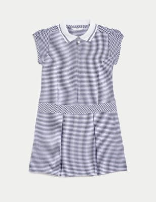 dark blue gingham school dress