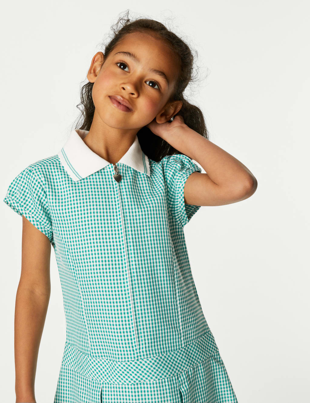 Girls' Gingham Pleated School Dress (2-14 Yrs)