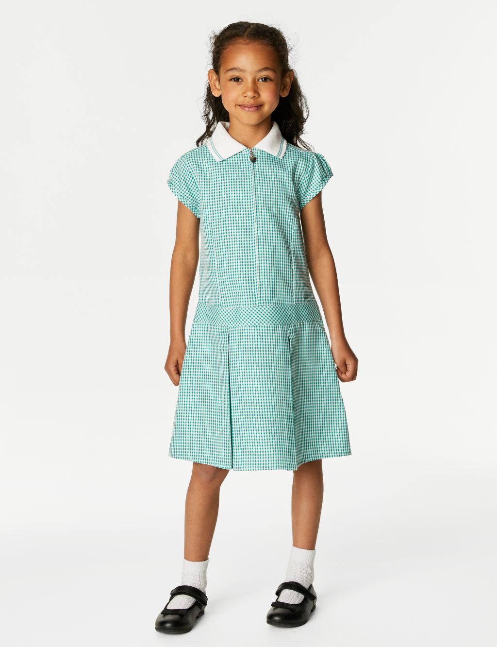 Girls' Gingham Pleated School Dress (2-14 Yrs) image 3