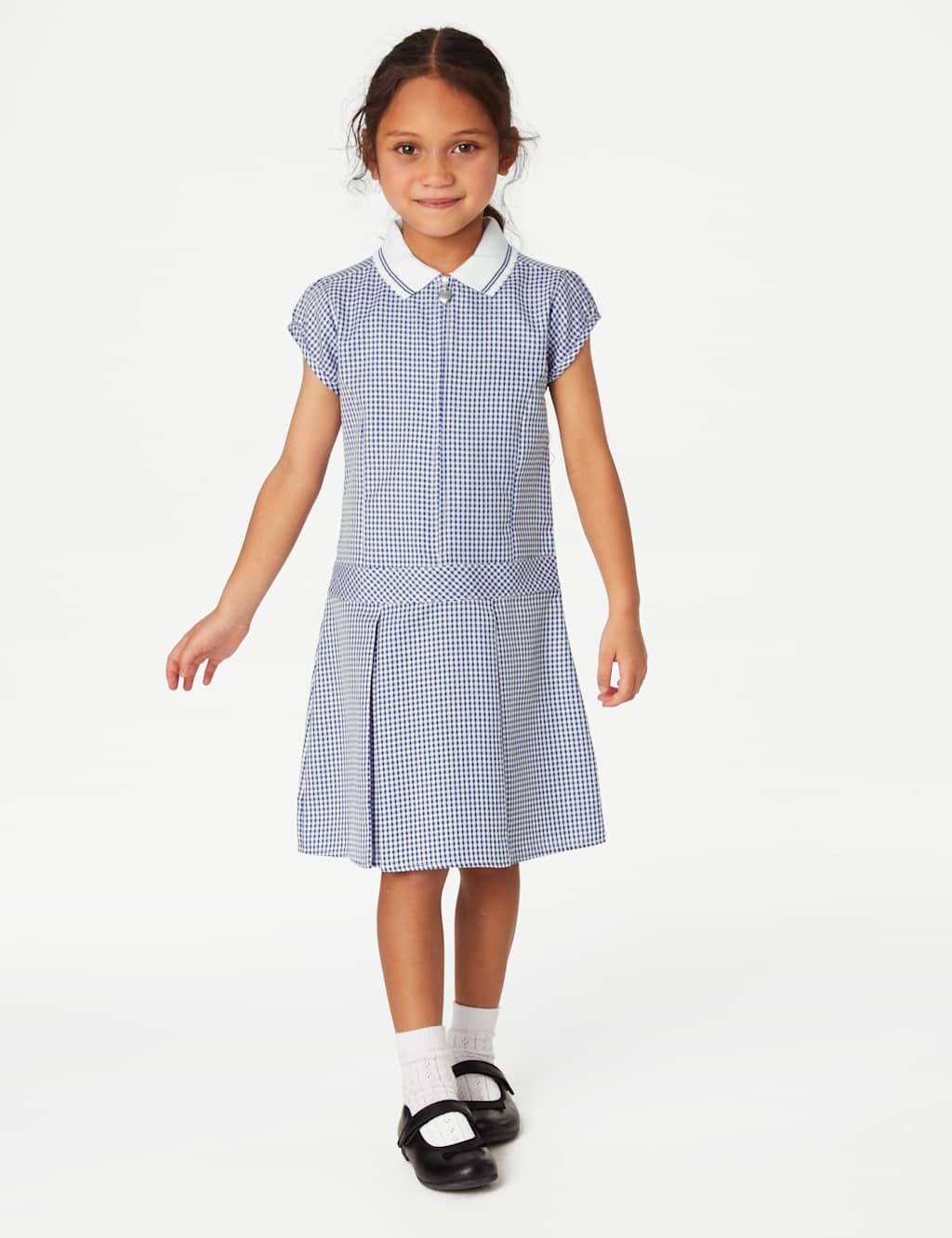 Girls' Gingham Pleated School Dress (2-14 Yrs) image 3