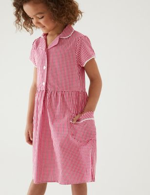 

Girls M&S Collection Girls' Skin Kind™ Gingham School Dress (2-14 Yrs) - Red, Red