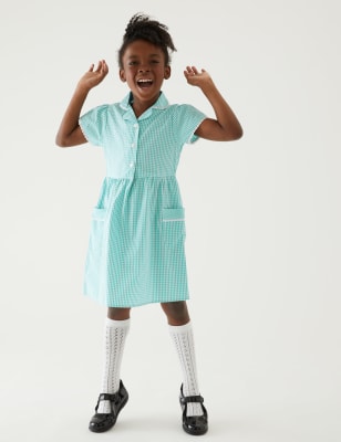 

Girls M&S Collection Girls' Skin Kind™ Gingham School Dress (2-14 Yrs) - Green, Green