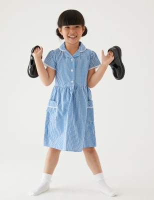 pale blue gingham school dress