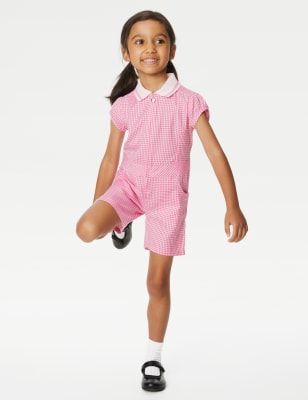 

Girls M&S Collection Girls' Gingham School Playsuit (2-14 Yrs) - Pink, Pink