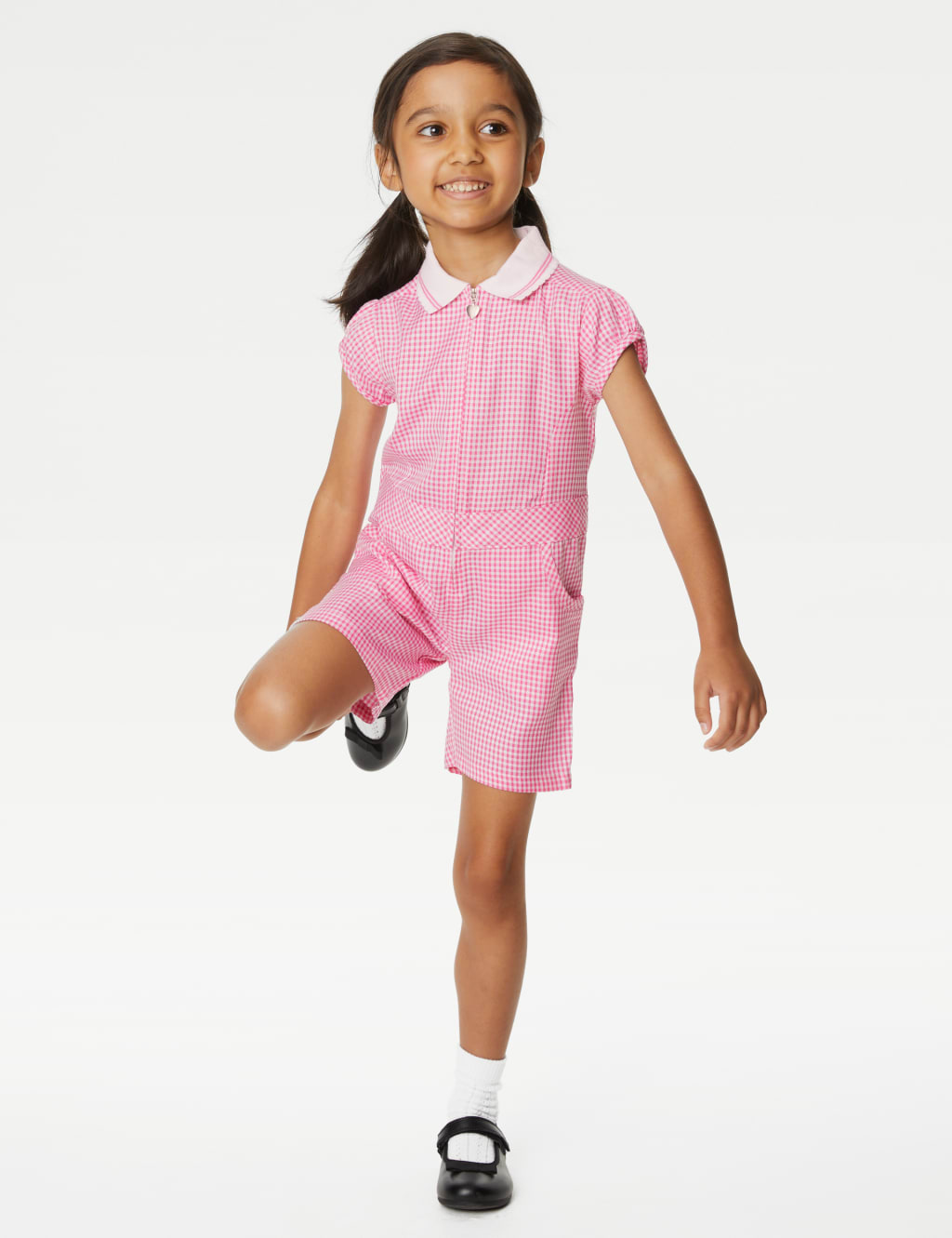 Pink gingham school dress sale