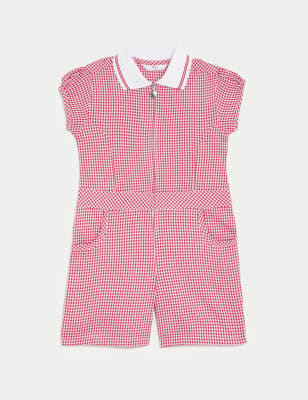 Girls' Gingham School Playsuit (2-14 Yrs)