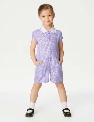 Girls' Gingham School Playsuit (2-14 Yrs)