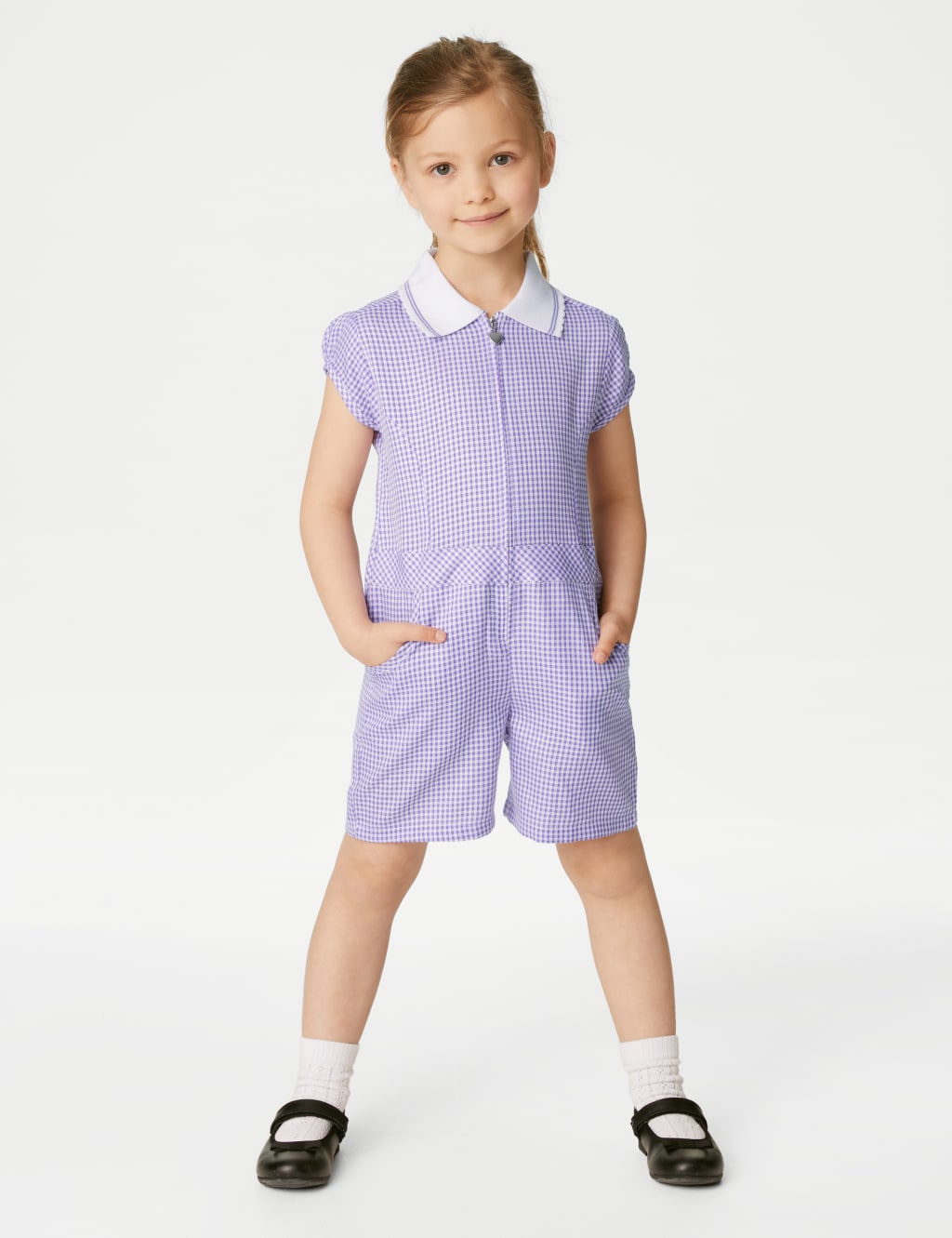 Girls' Gingham School Playsuit (2-14 Yrs) image 1