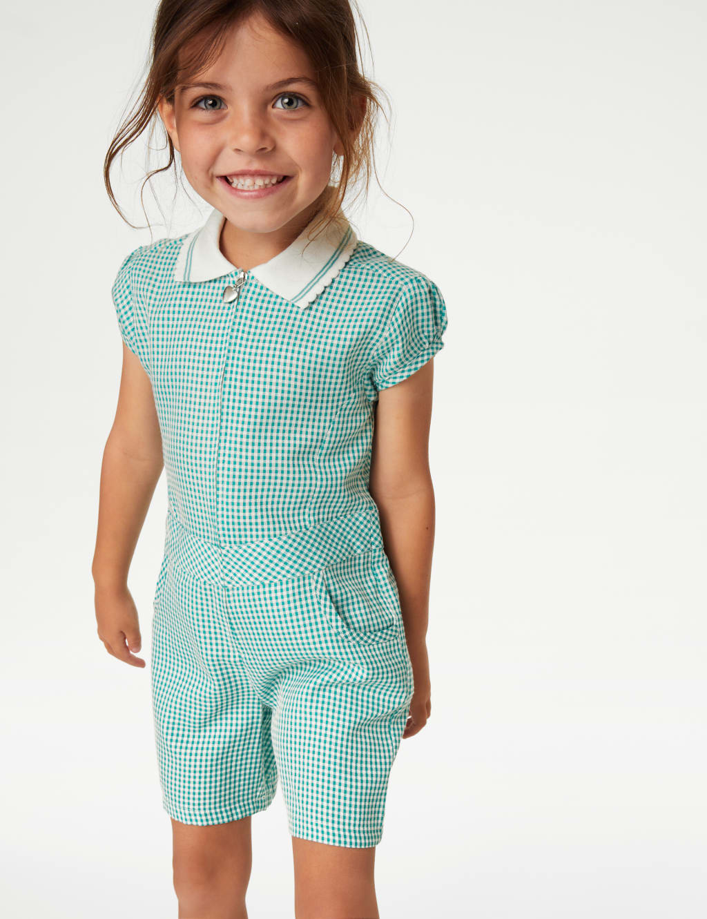 Girls' Gingham School Playsuit (2-14 Yrs)