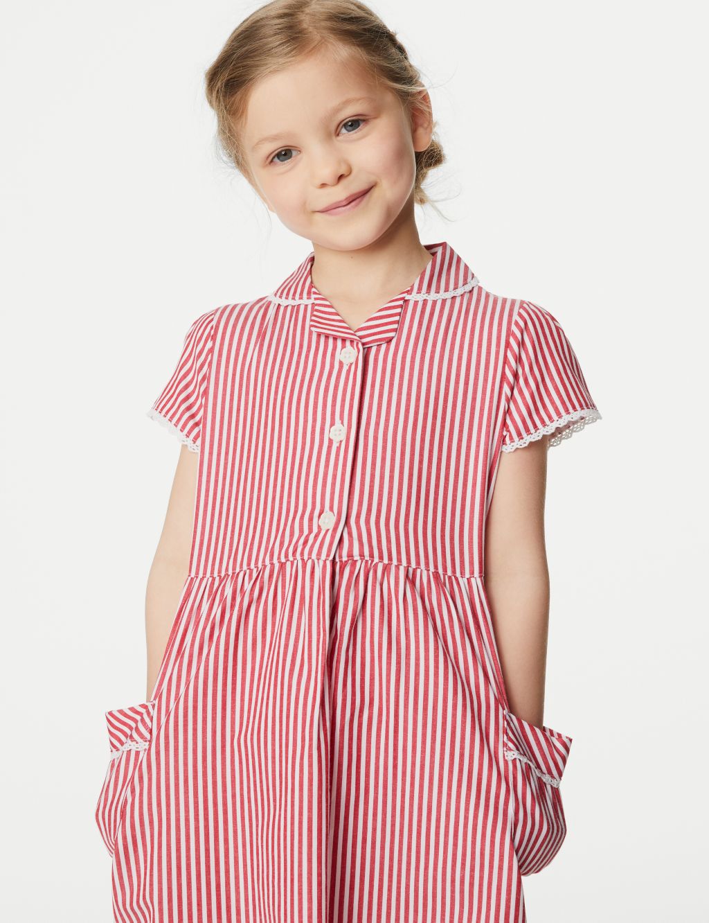 Girls' Pure Cotton Striped School Dress (2-14 Yrs) image 2