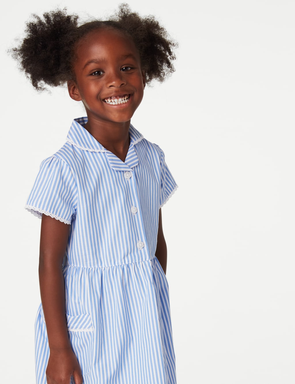 Girls' Pure Cotton Striped School Dress (2-14 Yrs) image 2