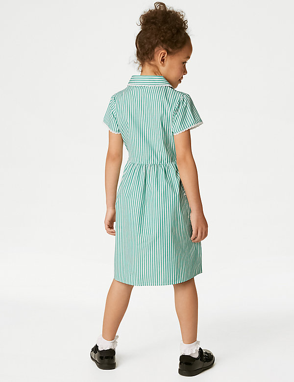 Girls' Pure Cotton Striped School Dress (2-14 Yrs) - GR