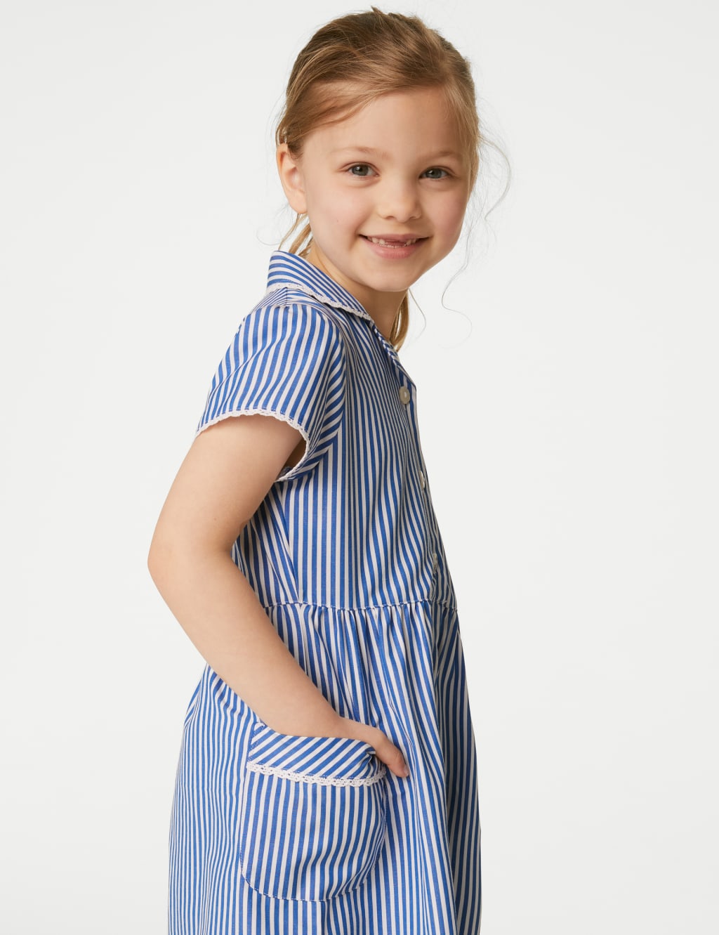 Girls' Pure Cotton Striped School Dress (2-14 Yrs) image 3