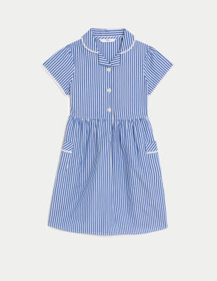 blue and white gingham school dress