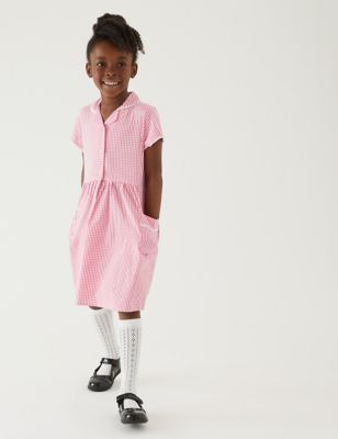

Girls M&S Collection Girls' Pure Cotton Gingham School Dress (2-14 Yrs) - Pink, Pink