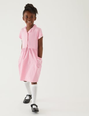 Girls pink gingham outlet dress