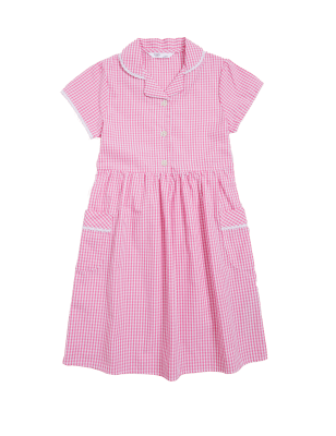 

Girls M&S Collection Girls' Pure Cotton Gingham School Dress (2-14 Yrs) - Pink, Pink