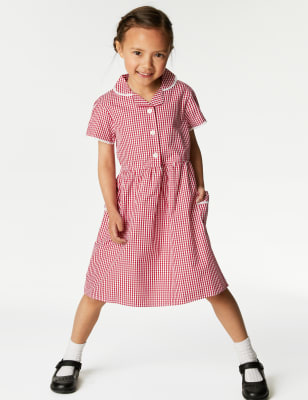 Girls' Pure Cotton Gingham School Dress (2-14 Yrs)