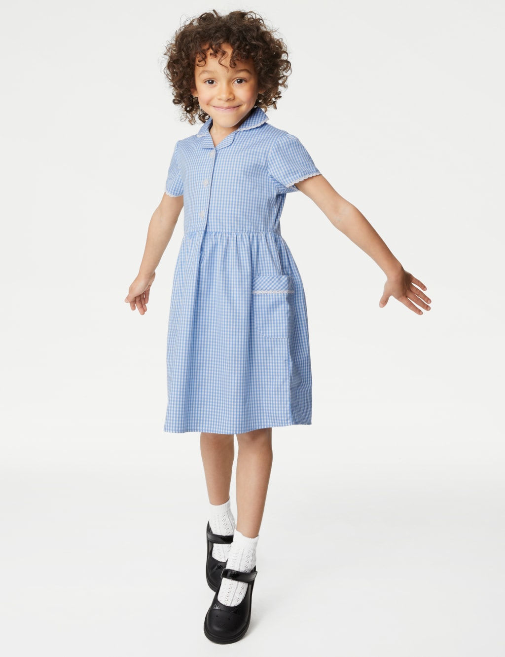 Girls' Pure Cotton Gingham School Dress (2-14 Yrs)