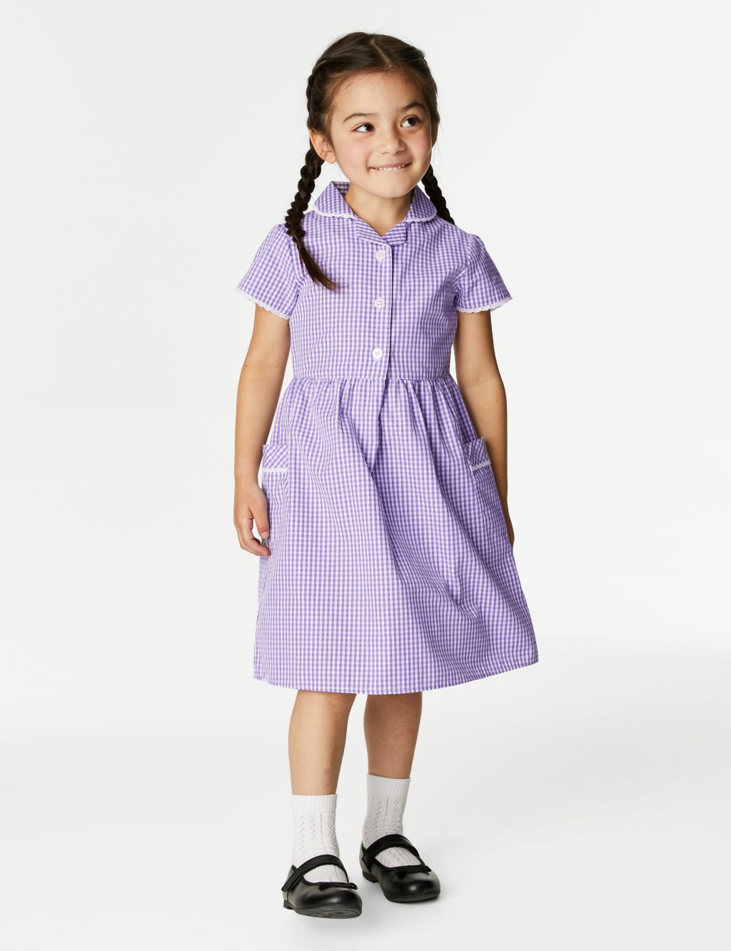 Girls' Pure Cotton Gingham School Dress (2-14 Yrs) image 3