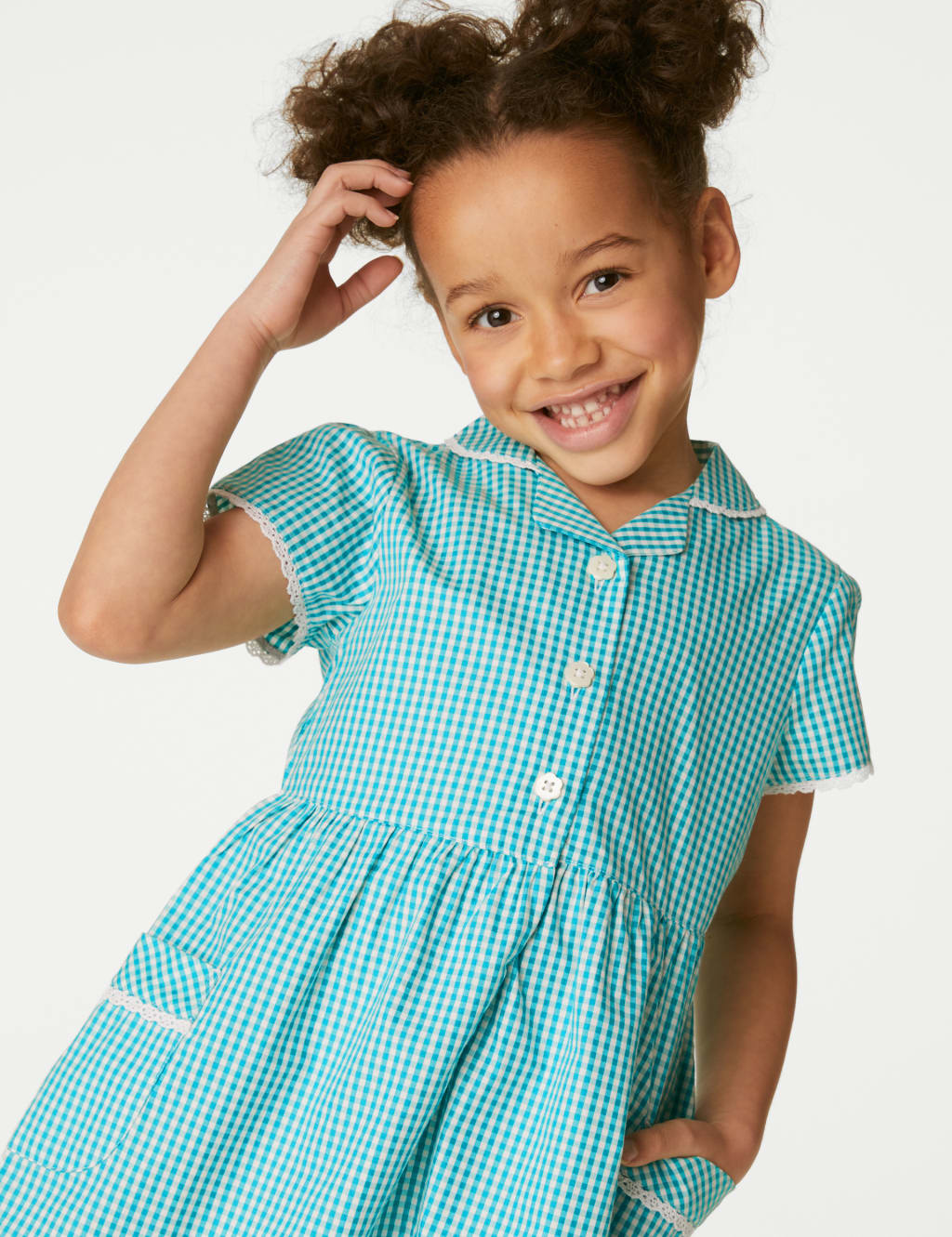 Girls' Pure Cotton Gingham School Dress (2-14 Yrs) image 3