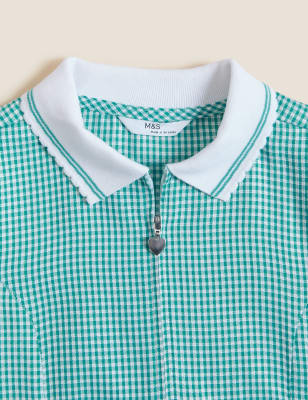 

Girls Girls' Gingham Pleated Zip School Playsuit (2-14 Yrs) - Green, Green