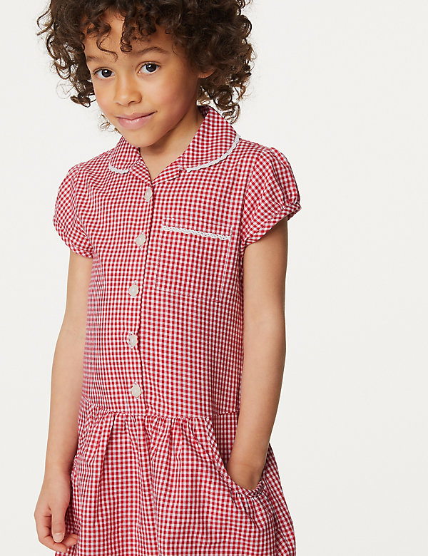 2pk Girls' Cotton Plus Fit School Dresses (4-14 Yrs) - FR