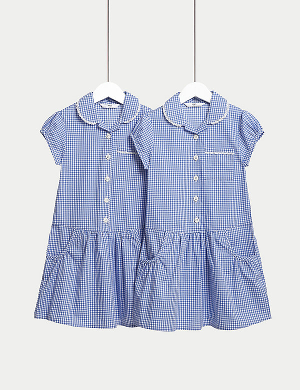 Βαμβακερά σχολικά φορέματα με φαρδιά εφαρμογή για κορίτσια σε σετ των 2 (4-14 ετών) - GR