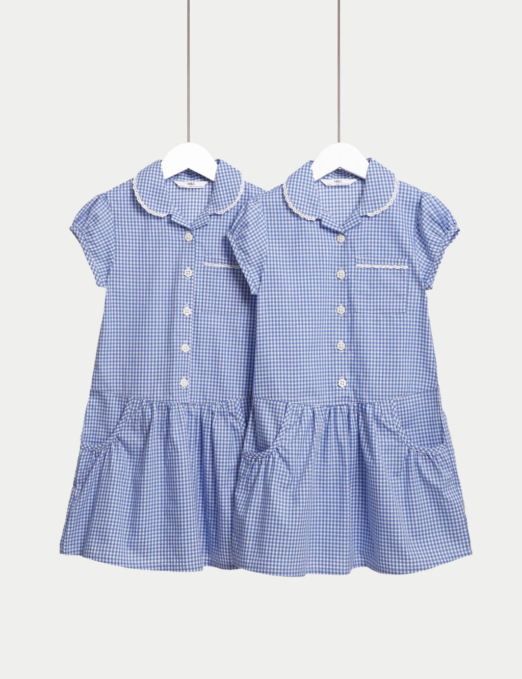 2pk Girls' Cotton Plus Fit School Dresses (4-14 Yrs) image 1