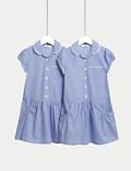2pk Girls' Cotton Plus Fit School Dresses (4-14 Yrs)
