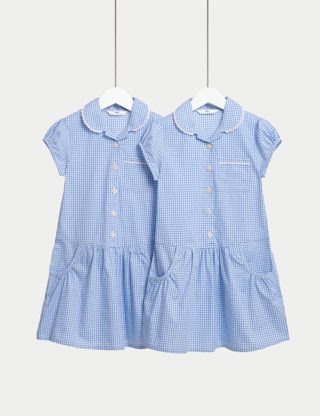 2pk Girls' Cotton Rich Gingham School Dresses (2-14 Yrs)
