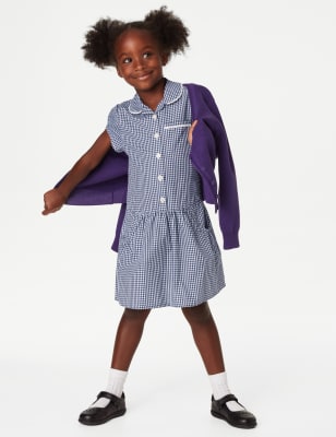 2pk Girls' Cotton Rich Gingham School Dresses (2-14 Yrs)