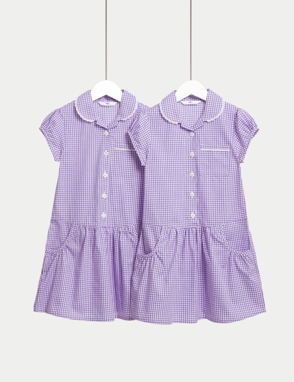 2pk Girls' Cotton Gingham School Dresses (2-14 Yrs)