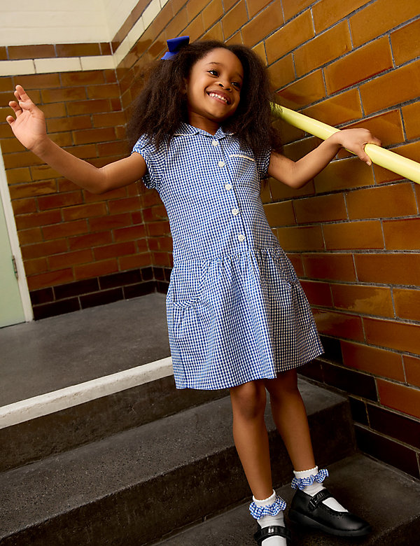 Καρό σχολικά φορέματα για κορίτσια με υψηλή περιεκτικότητα σε βαμβάκι, σετ των 2 (2-14 ετών) - GR
