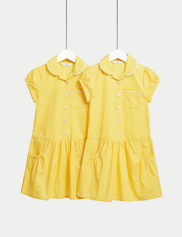 2pk Girls' Cotton Gingham School Dresses (2-14 Yrs) - GR