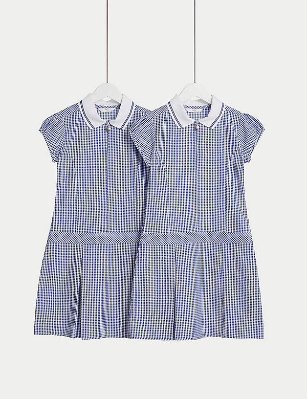 2pk Girls' Cotton Rich Gingham School Dress (2-14 Yrs) - SK