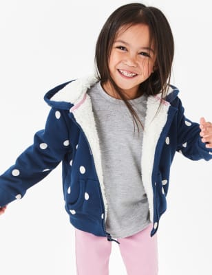 Top &agrave; capuche et motif pois avec doublure en polaire (du 3&nbsp;mois au 7&nbsp;ans)