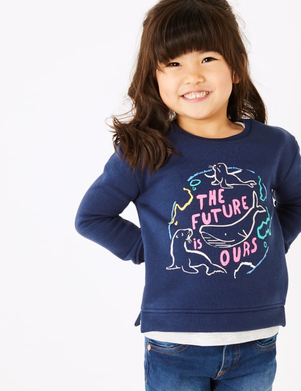 Cotton Slogan Sweatshirt (2-7 Yrs)