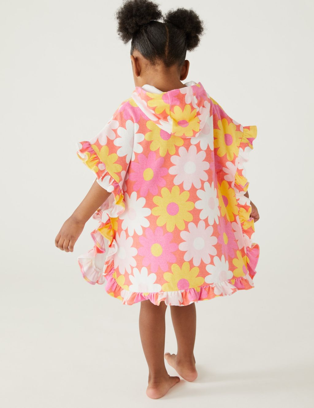 Cotton Rich Towelling Floral Poncho (2-8 Yrs) image 3