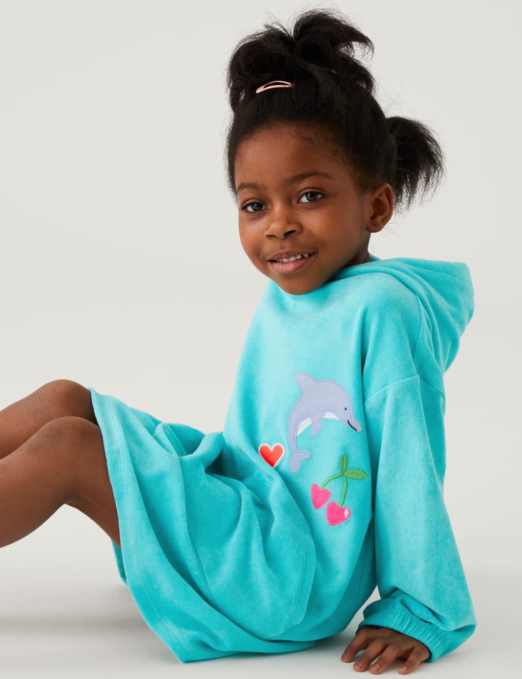 Cotton Rich Towelling Dolphin Hoodie (2-8 Yrs) image 1