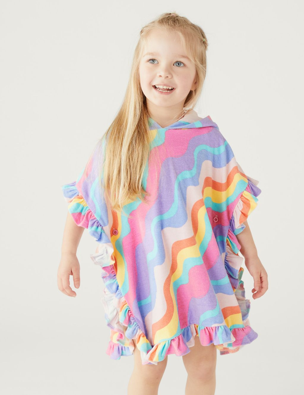 Cotton Rich Towelling Striped Poncho (2-8 Yrs) image 2