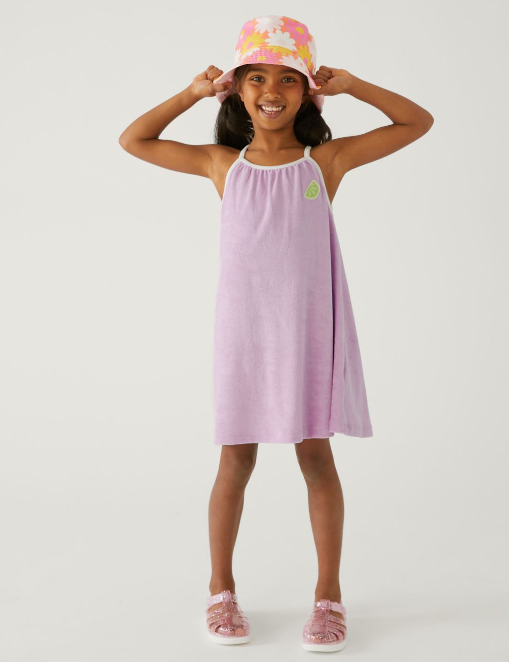 Cotton Rich Towelling Dress (2-8 Yrs) image 1