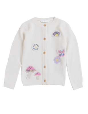 

Girls M&S Collection Badge Cardigan (2-7 Yrs) - White, White