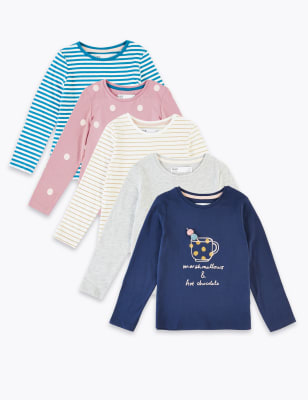 Lot de 5&nbsp;tops en coton avec texte &laquo;&nbsp;Marshmallows&nbsp;&raquo; (du 3&nbsp;mois au 7&nbsp;ans)