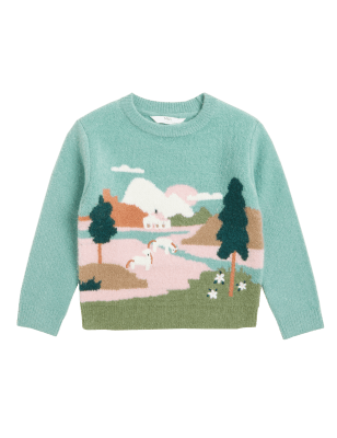 

M&S Collection Strickpullover mit Stickerei (2-7 J.) - Aqua, Aqua