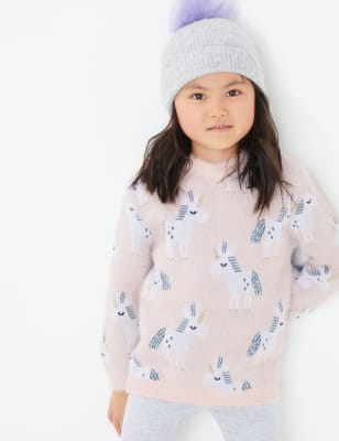Pull en maille &agrave; imprim&eacute; licorne (du 3&nbsp;mois au 7&nbsp;ans)